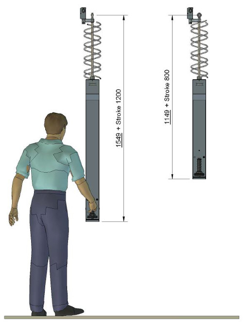 Ritning med mått av Airhandle Airhandle Cylinderlyft 